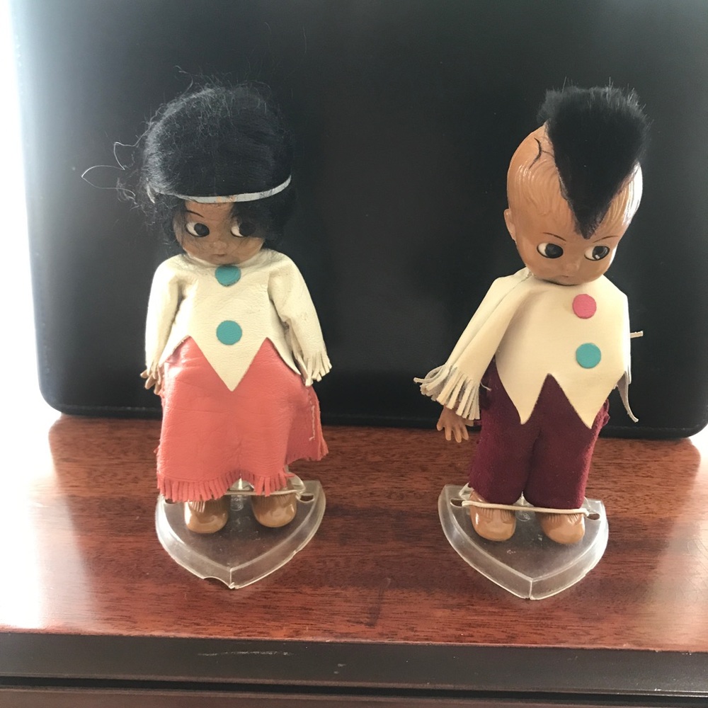 Vintage 1960’s set of Hard Plastic Native American Sleepy Eye Dolls